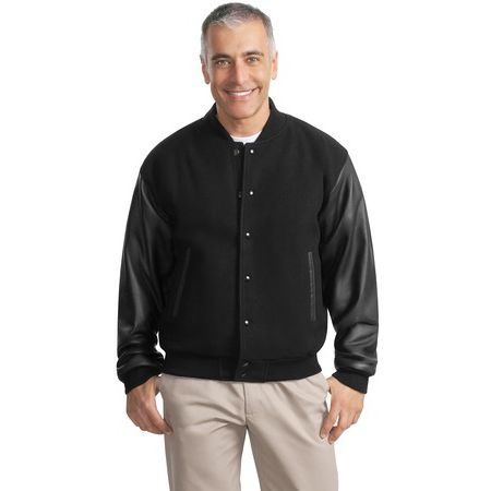 Port Authority - Wool and Leather Letterman Jacket. J783